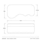 Technical drawing of a shoal bench with dimensions labeled, featuring the brand 'Arteriors'.
