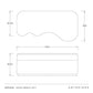 Dimensions of a Shoal Bench by Arteriors on a white background