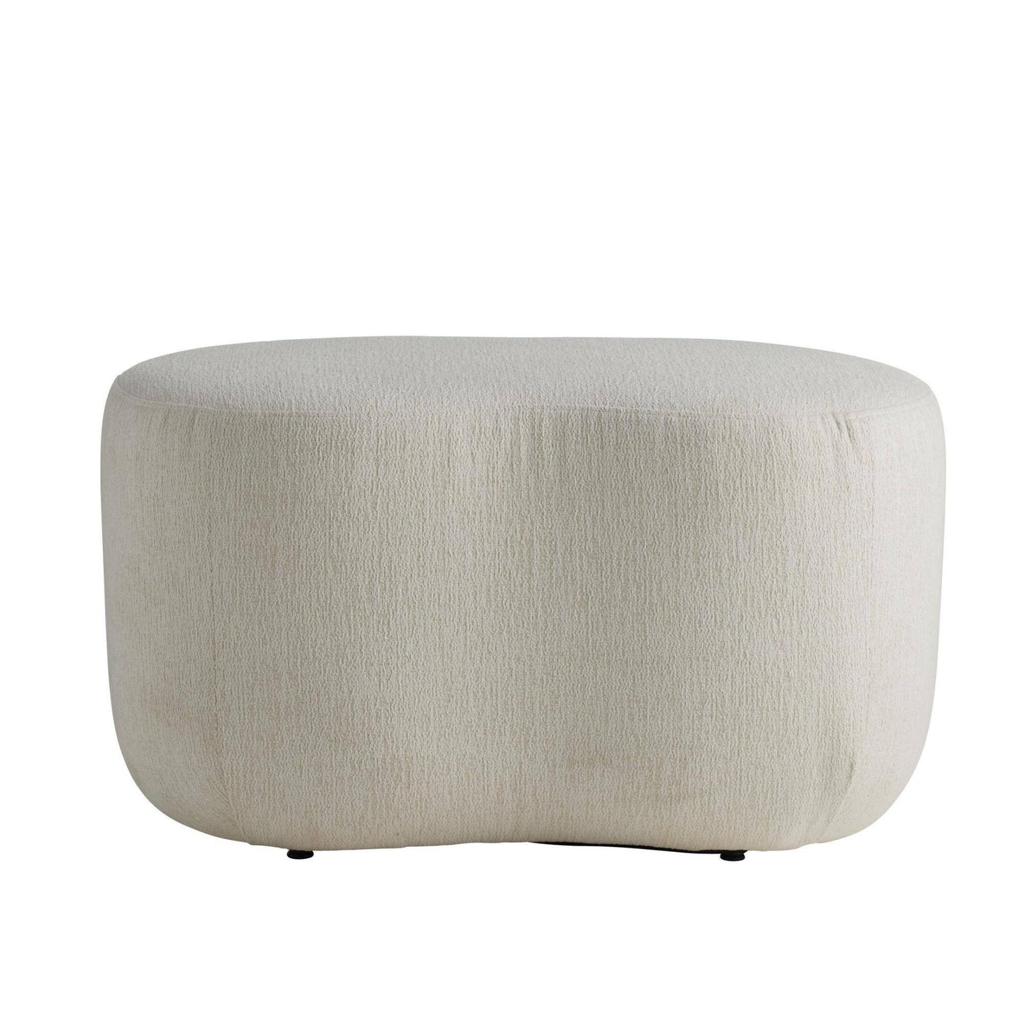 Round beige ottoman on a white background