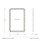 Technical dimension drawing of a rectangular cayman mirror with rounded corners, showing a front view, side profile, and labeled measurements including 44 in height, 32 in by 38 in mirror area, and 2.5 in side thickness.