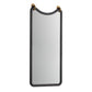 A tall rectangular wall mirror with a dark charcoal gray frame and brass hanging rings at the top, shown against a plain white background.