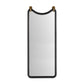 Rectangular mirror with black frame and gold accents on a white background
