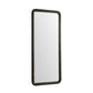 Rectangular mirror with a dark brown frame on a white background