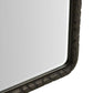 Rectangular mirror with a textured black frame on a white background