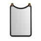 Rectangular mirror with black frame and gold accents on a white background