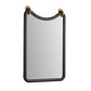 A rectangular wall mirror with a dark charcoal gray frame and small gold-toned wall rings at the top corners, shown against a plain white background.