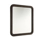 Rectangular mirror with decorative brown frame on a white background