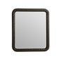 Rectangular mirror with a decorative brown frame on a white background