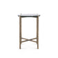Small table with wicker frame and glass top on a white background
