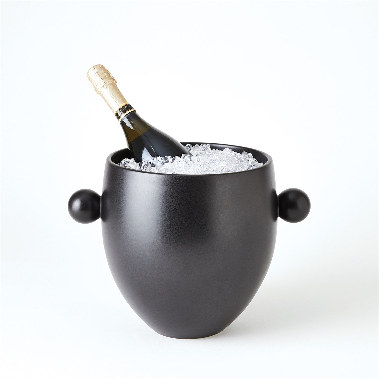 global views ball handled black ice bucket