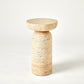 Beige stone side table on a white background