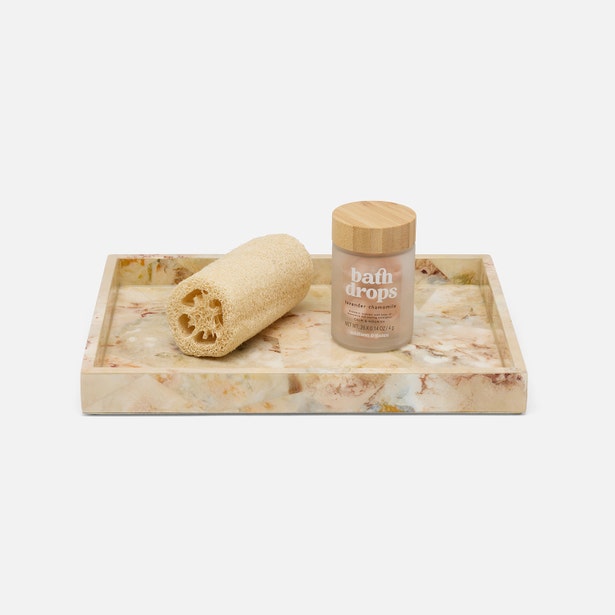 Gorman Tray Brown Faux Marble Horn