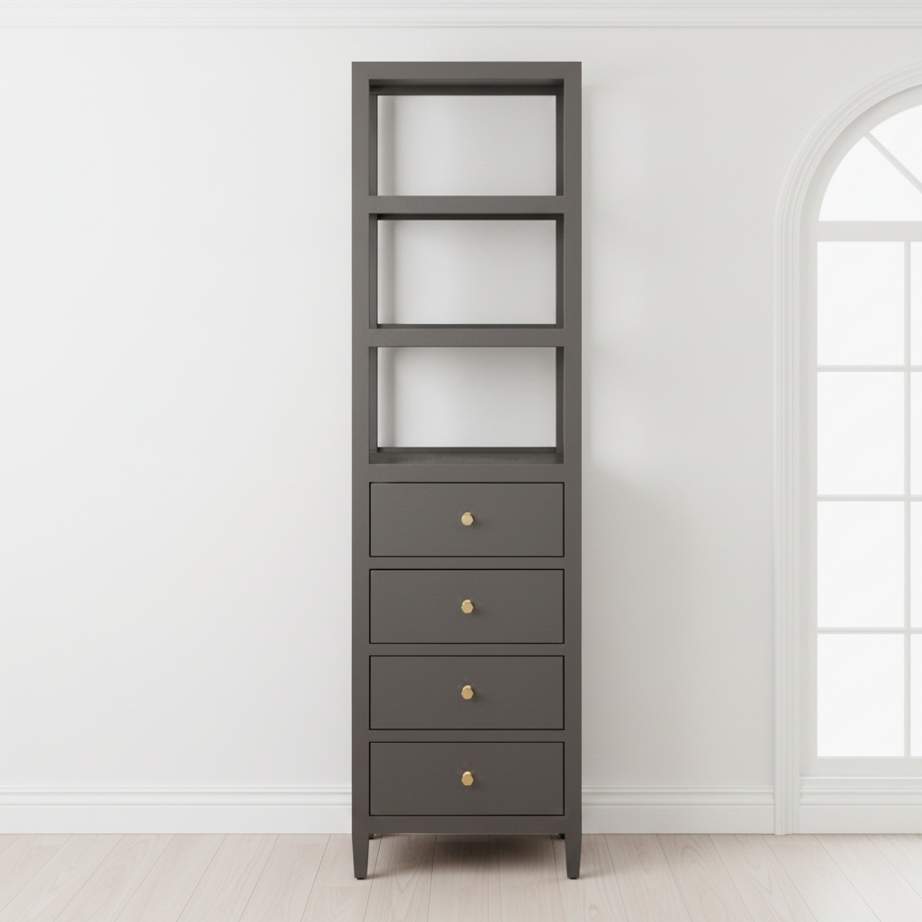 Jarin Tall Cabinet Graphite Faux Linen