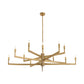 Gold chandelier with multiple arms on a white background