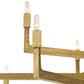 Gold chandelier with multiple arms on a white background