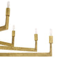 Gold chandelier with multiple arms on a white background