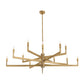 Gold chandelier with multiple arms on a white background
