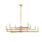 Gold chandelier with multiple arms on a white background
