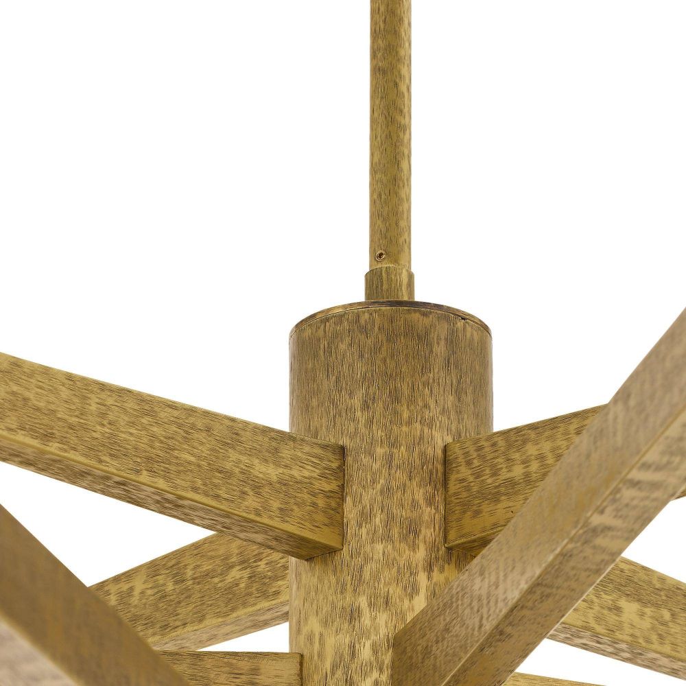 Close-up of a wooden pendant light fixture on a white background