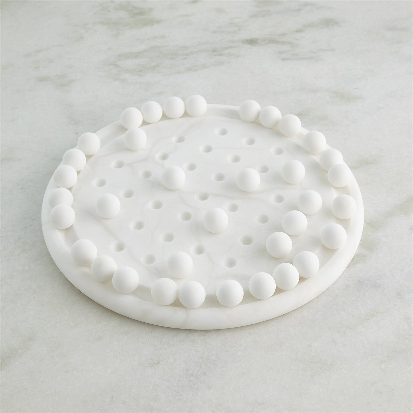Augustus Alabaster Solitaire Game Set White