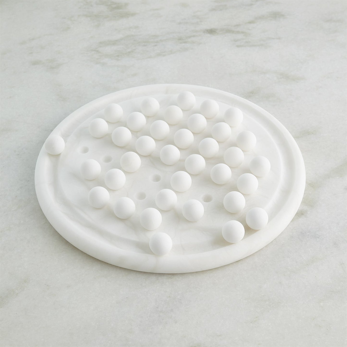 Augustus Alabaster Solitaire Game Set White