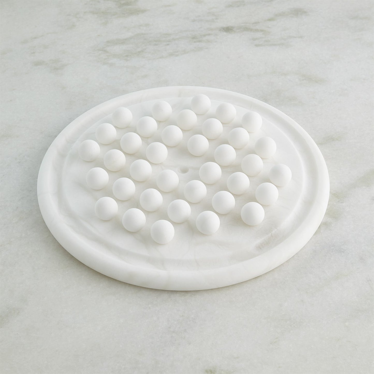 Augustus Alabaster Solitaire Game Set White