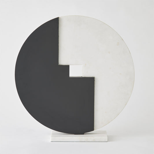 Modern lamp with black and white design on a white background