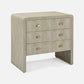 Beige textured nightstand with gold accents on a white background