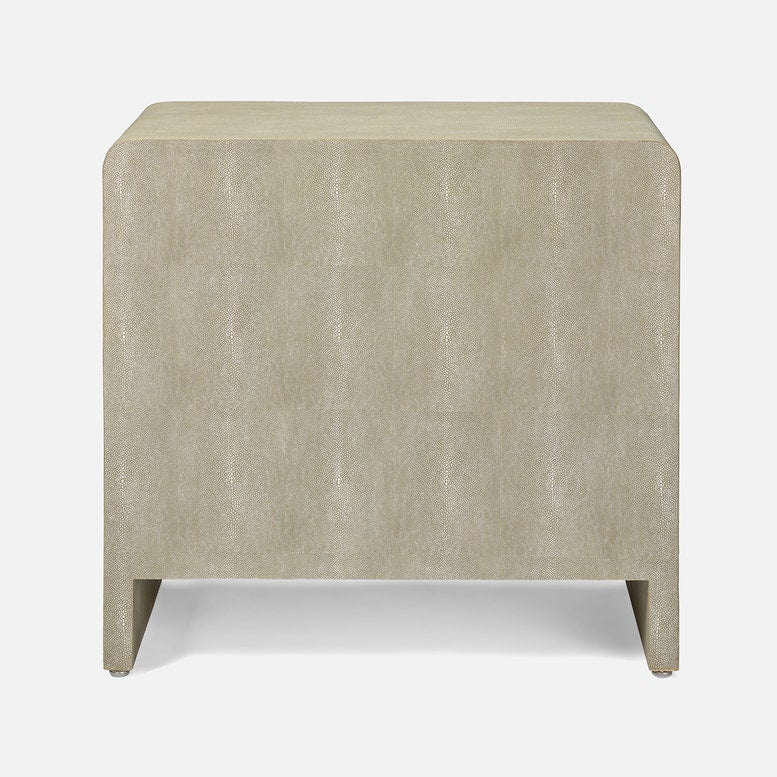 Beige textured side table on a white background