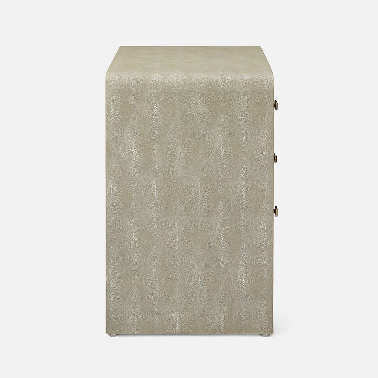 Beige textured side table on a white background