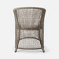 Woven chair with a natural gray finish on a white background