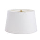 White lampshade with a gold accent on a white background
