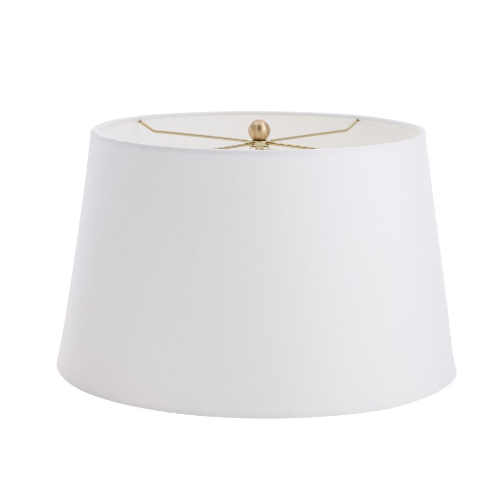 White lampshade with a gold accent on a white background