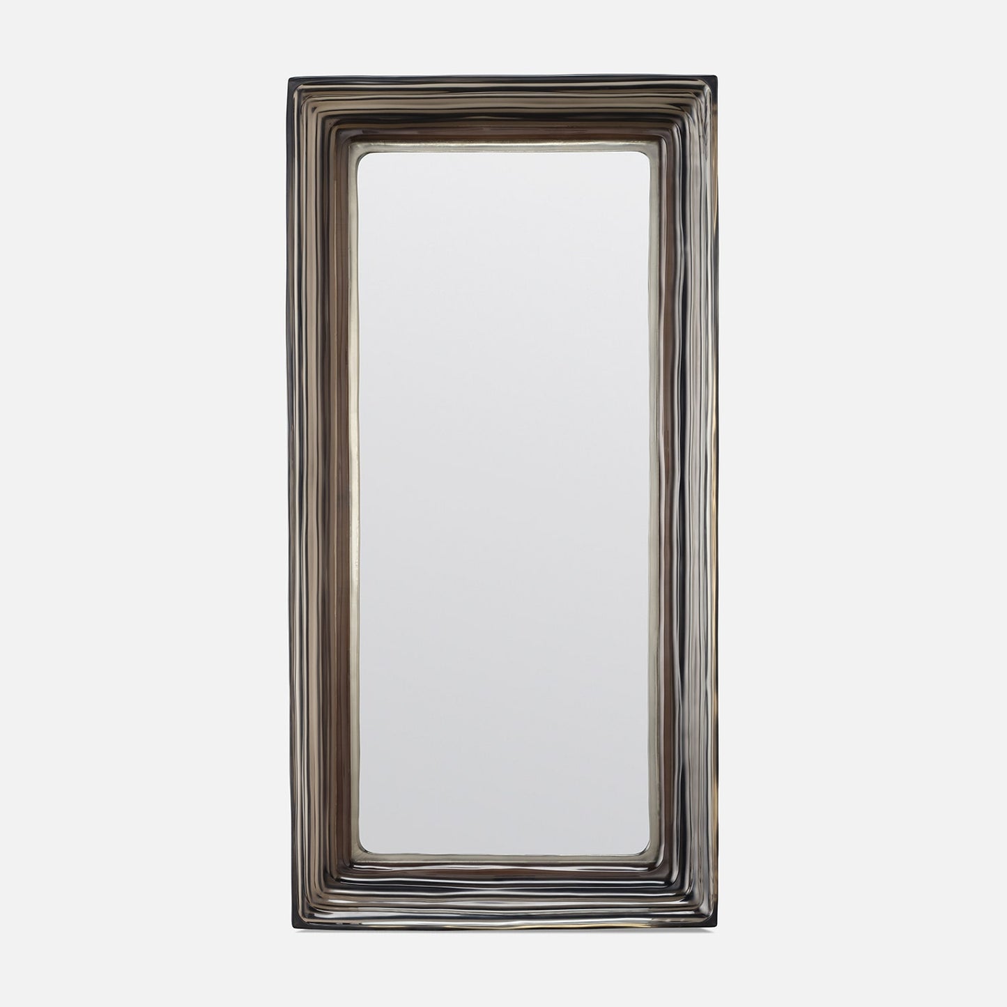Rectangular mirror with a decorative frame on a white background