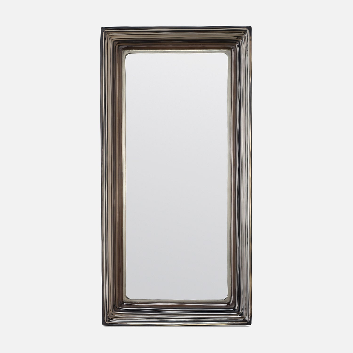 Rectangular mirror with a decorative frame on a white background