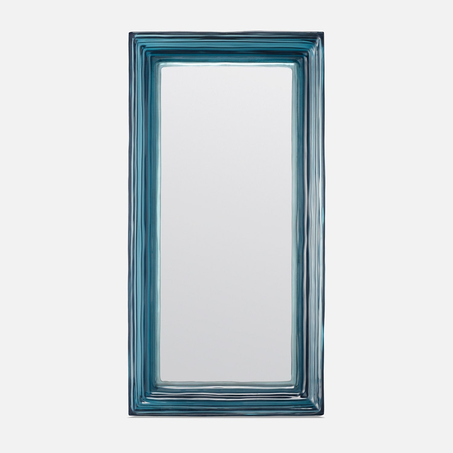 Blue rectangular mirror on a white background