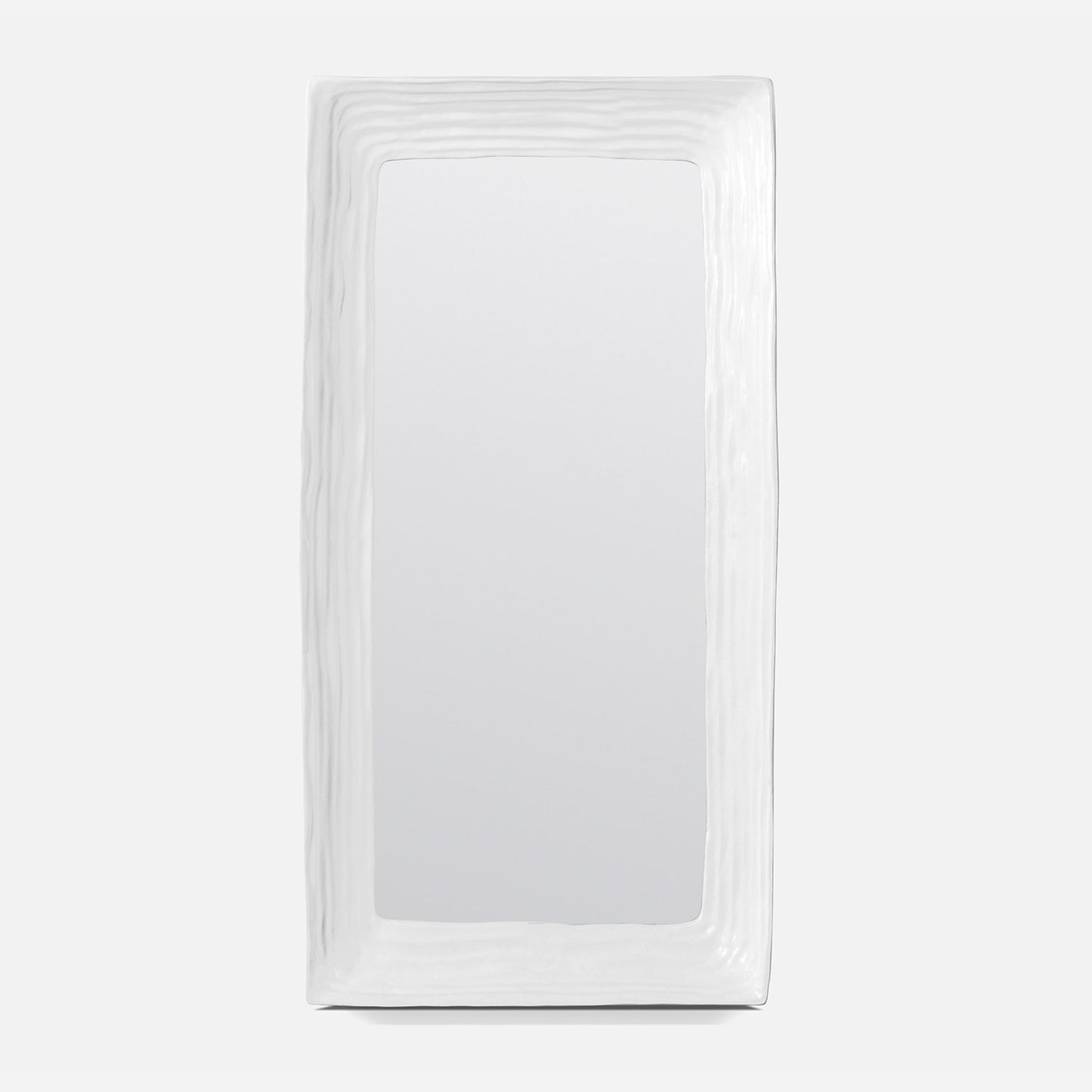 Set of white rectangular plates on a light gray background