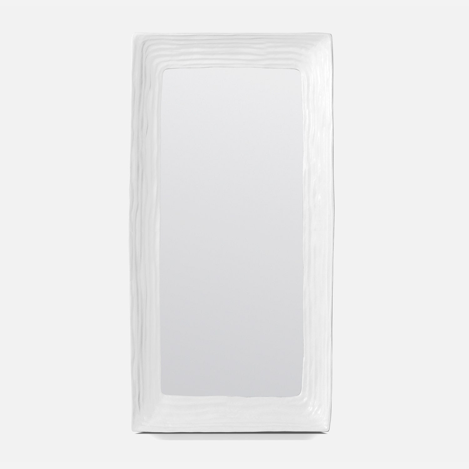 Set of white rectangular plates on a light gray background