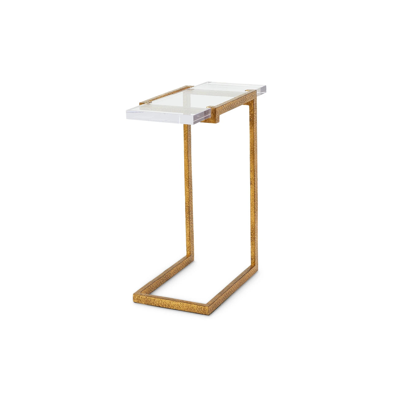 Small side table with glass top and rattan frame on a white background
