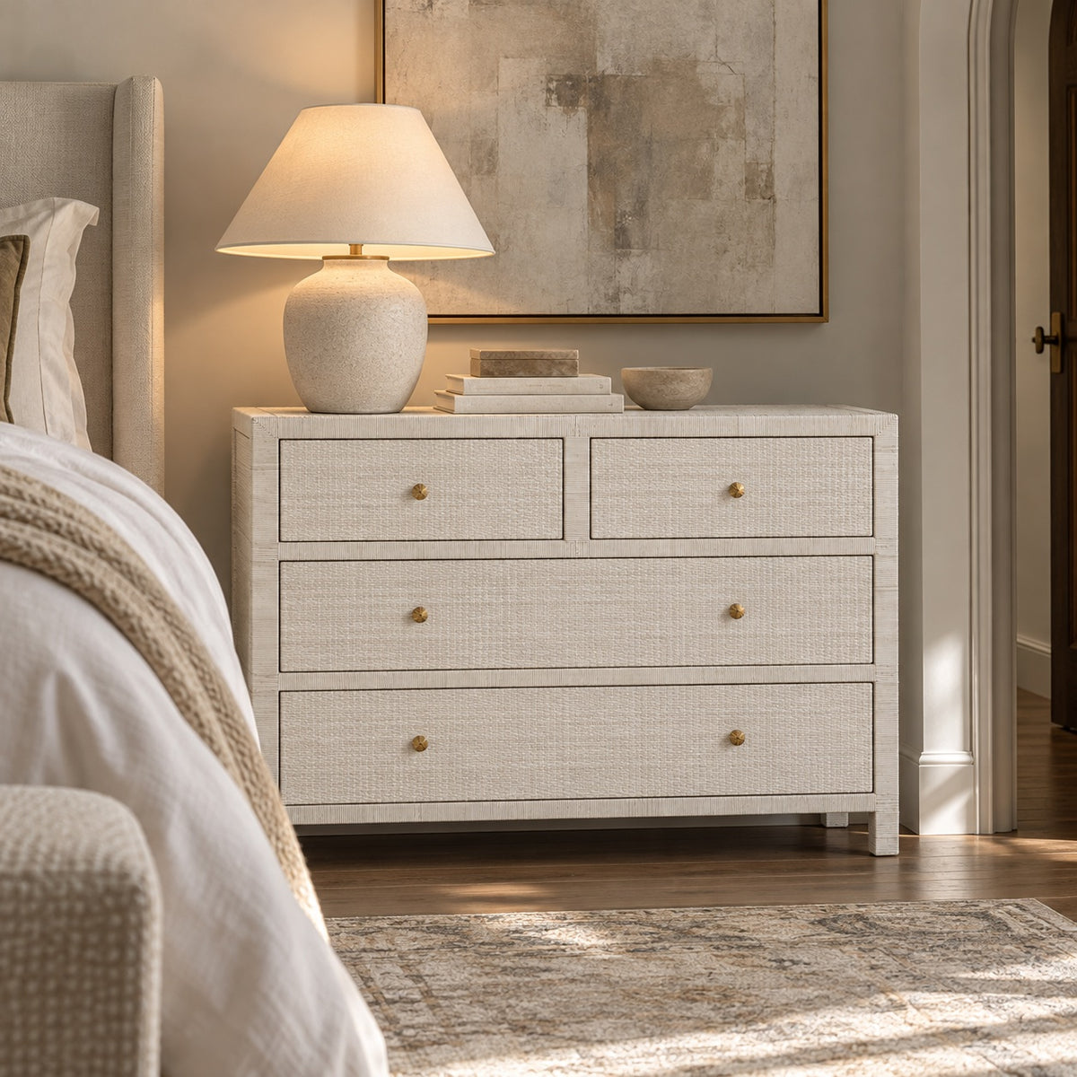 Isla Dresser White Peeled Rattan