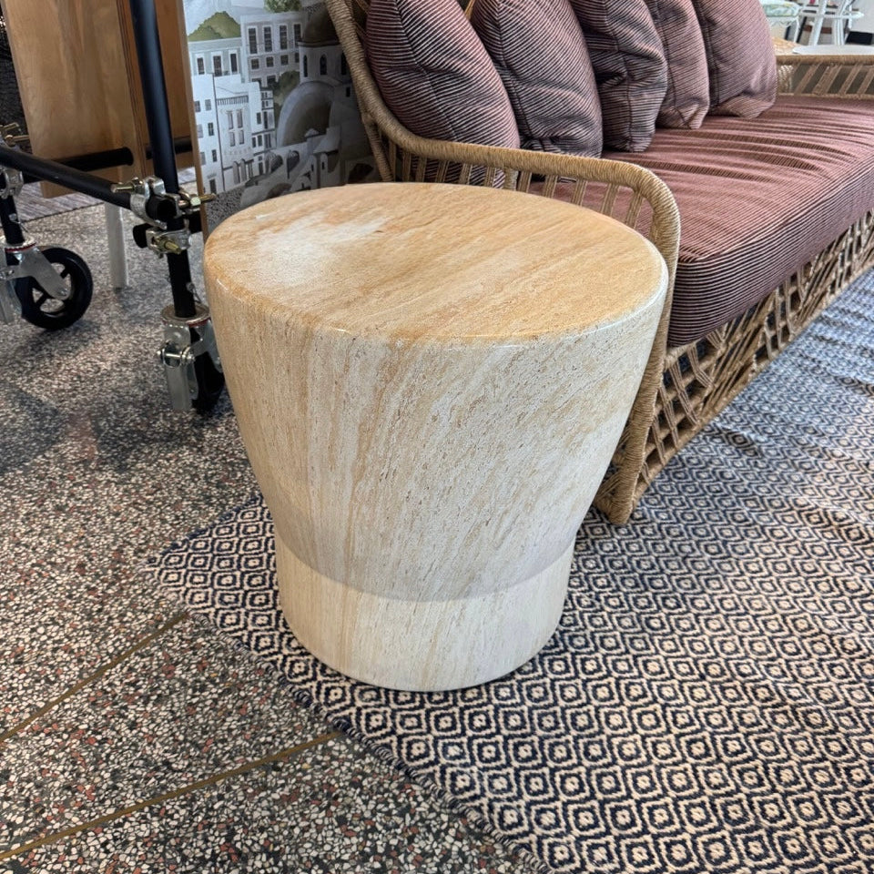Jones Side Table Faux Travertine