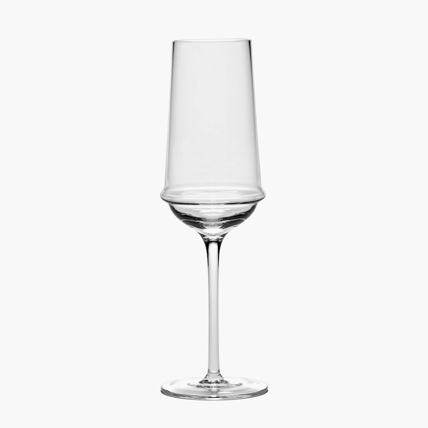 Clear wine glass on a white background