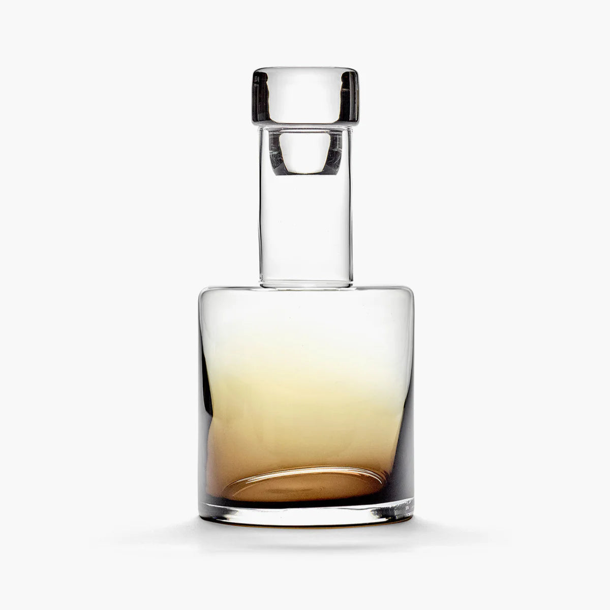 Clear glass bottle with a gradient of colors on a white background