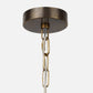 Brass ceiling light fixture with chain on a white background