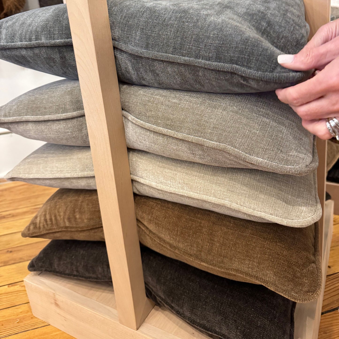 Buttoned Bobbie Pillow Truffle