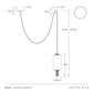 Technical drawing of a Leandra pendant with dimensions labeled, featuring Arteriors branding.