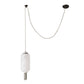 Pendant light with white shade and tassel on a white background