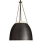 Black pendant light with white base on a white background