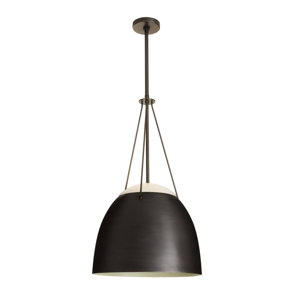 Black pendant light on a white background