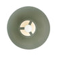 Round green outdoor light fixture on a white background
